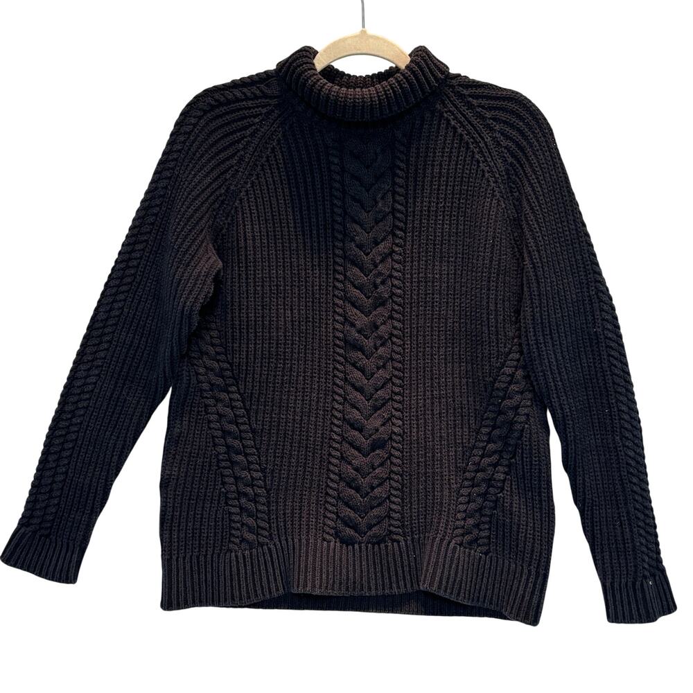 Lululemon Sweater Womens Medium Black Bring The Cozy Turtleneck Cable Knit